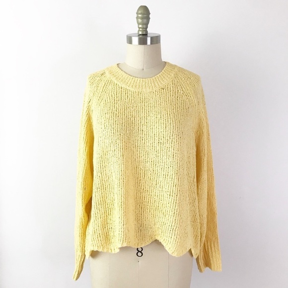 Stitch Fix Butter Yellow Scallop Hem Cropped Sweater Cute Pastel Buttercup - Picture 1 of 7